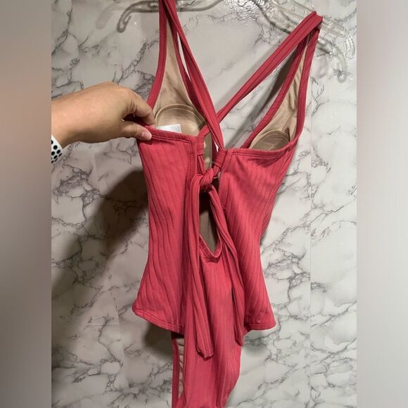 Kona Sol Wide Rib O Ring Onepiece Swimsuit Pink S - Picture 4 of 10